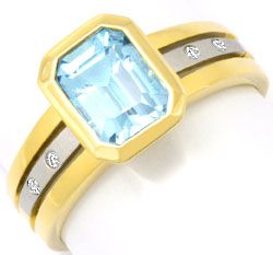Foto 1 - Brillant-Ring Blauer Topas, Emerald Cut Smaragd Schliff, S3940