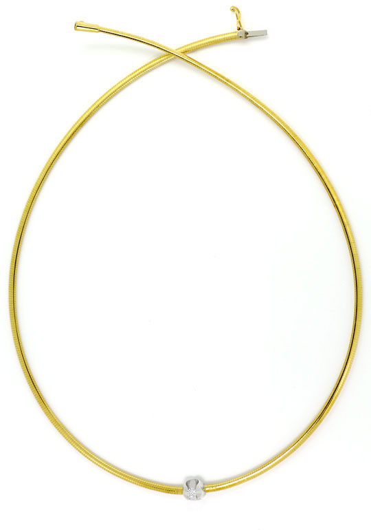 Foto 4 - Gelbgold-Collier mit Brillant in Weißgold Eingespannt, S4784