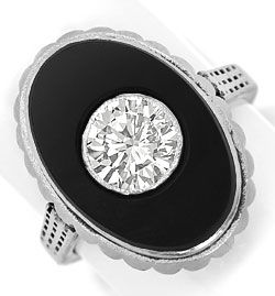 Foto 1 - antiker Art Deco Diamant Onyx Ring 1,06 Carat Lupenrein, S4884