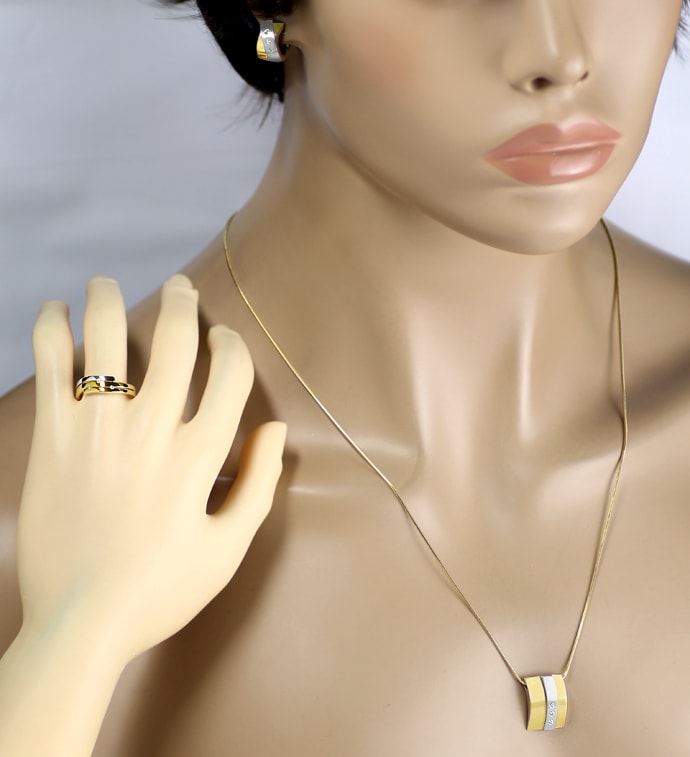 Foto 6 - SET Gold Ohrringe Collier Ring mit Diamanten, S5341